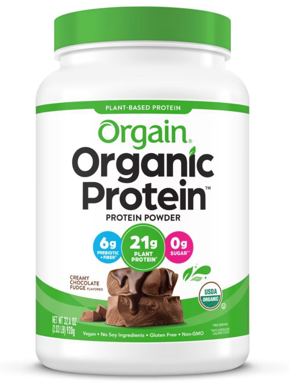 Organic Protein Powder - Creamy Chocolate Fudge (White & Green)